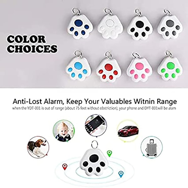 GPS Tracker til børn Anti-Lost Alarm Enhed Hundepote Stil Mini Kat Hunde GPS Tracking Locator Bærbar Bluetooth Item Finder-4 stk