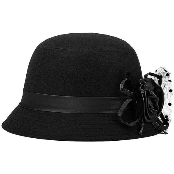 Vintage huopa Cloche Hat Talvi kukkainen Fedora Bucket Hat Bowler Hatut