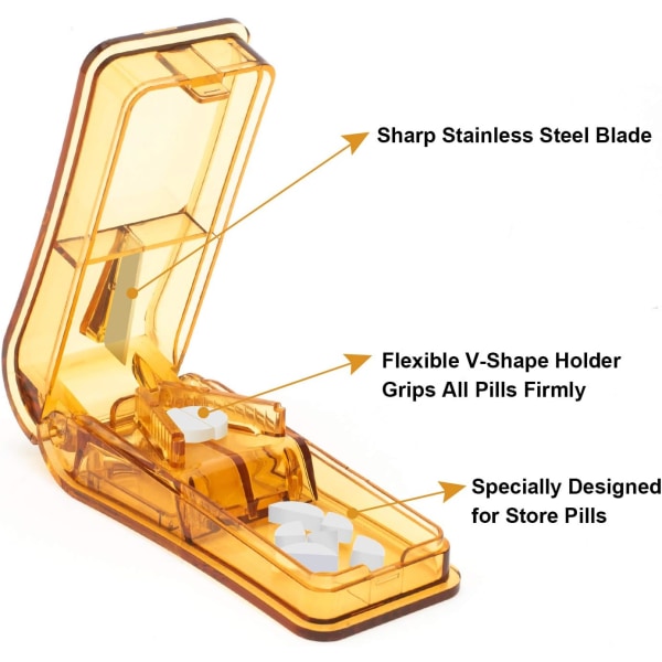 2 kpl pillerileikkuria, ammattimainen pillerinpuolikas pienten tai suurten pillereiden puolittamiseen Brown