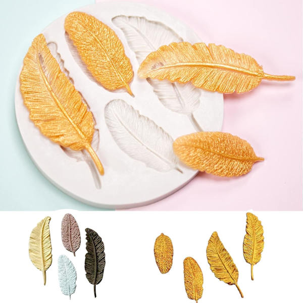 Fjerformet silikoneform, chokoladeform, chokoladefjer, bageform til kage, fondant, DIY-dekorationsværktøj