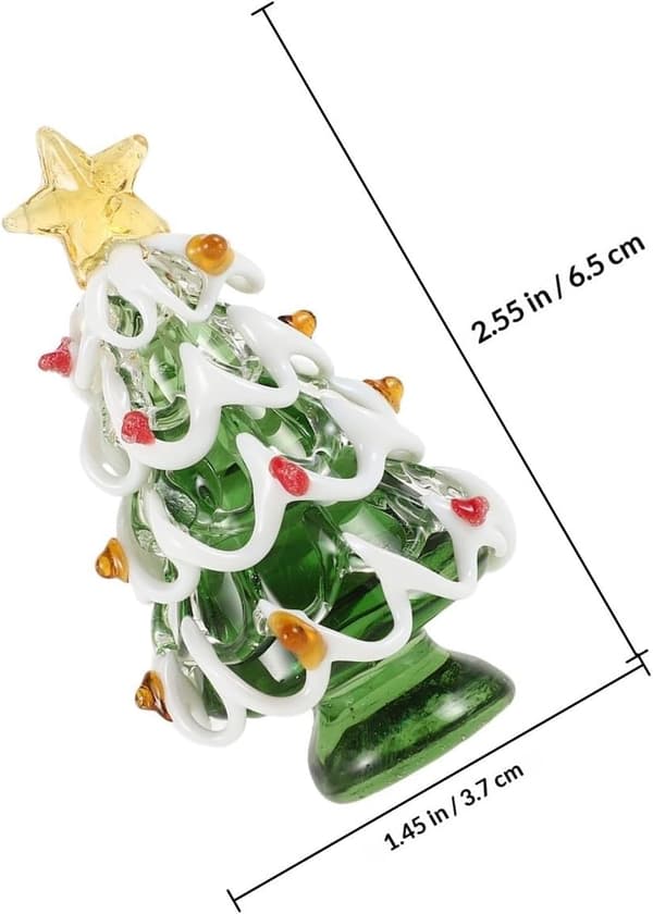 Julgransfigur i glas, julpynt för bordsdekoration, grönt glashantverk, slät yta utan grader, accent för vinterfest