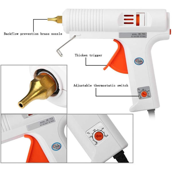 Limpistol, Limpistol Professionell Justerbar Konstant Temperatur Varmlimspistol Hantverksreparation Verktyg 110W (EU-kontakt)