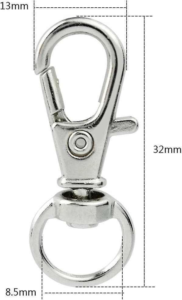 50 st Vridlås Snodd Snap Hooks, Metall Vridbar Snodd Snap Hook Hummerlås (Silver)
