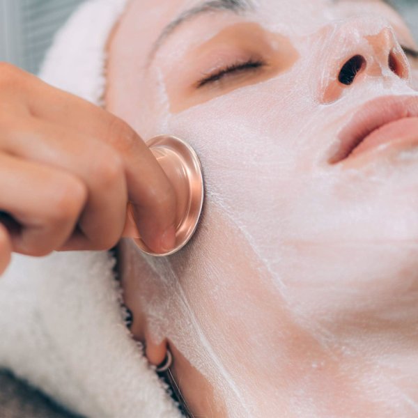 4-pack glaskoppar för massage med vakuumsugkoppar för kropp, ansikte, ben och armar (rosa)