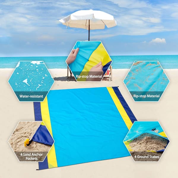 Strandmatta Sandproof Picknickfilt Stor Kompakt Vattentät Torr Campingfilt för Picknick
