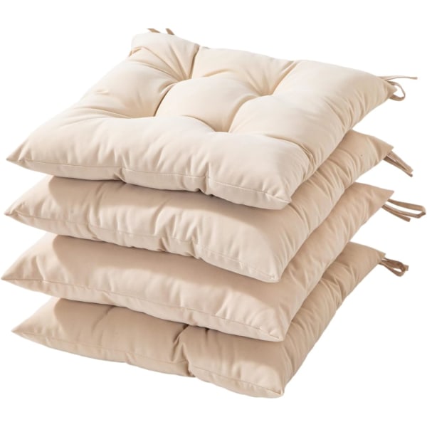 Stolsdynor med band, set om 4, beige, 40 x 40 cm