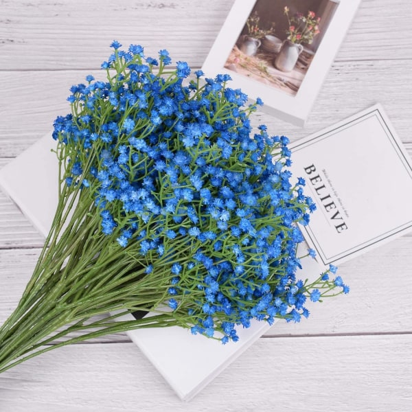 6 stk. kunstige Baby's Breath Gypsophila blomsterbuketter til DIY krans blomsterdekoration Navy blue