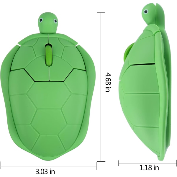 Trådlös mus, söt djur sköldpadda form trådlös datormus optisk ergonomisk mus för dator bärbar dator bärbar dator (grön)