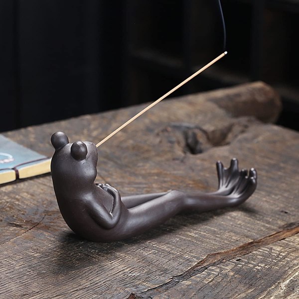 Frø Røgelseholder - Keramisk Røgelsebrænder Askefanger til Aromaterapi/Yoga/Meditation/Hjem Stue Kontor Dekoration