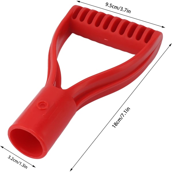 Spadhandtag Plast, 32 mm innerdiameter D Grip Handtag Spade Handtag Byte av snöskyffel Grävningsverktyg (röd)