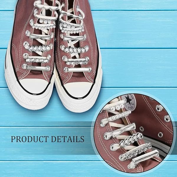 Par Shoelace Charm Clip Sneaker Shoelace Dekorasjon DIY Silver