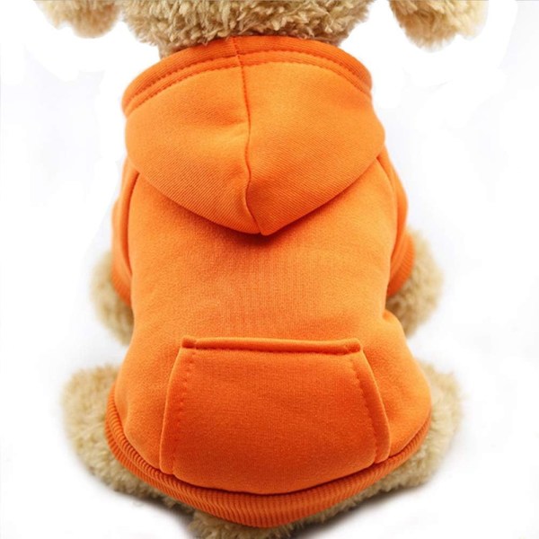 Vinter Hund Hoodie Sweatshirts med Lommer Varme Hunde Tøj til Små Hunde Chihuahua Frakke Tøj Hvalp Orange X-Small