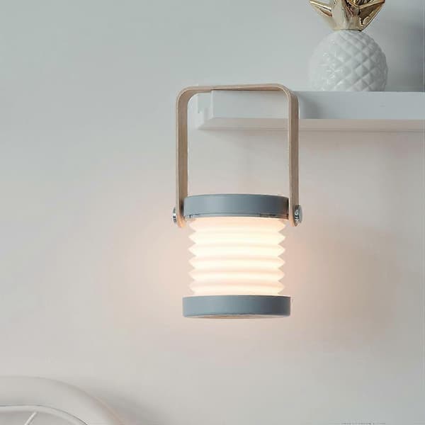Sammenleggbar Nattbordslampe, USB Oppladbar LED Lanternelampe (GRÅ)