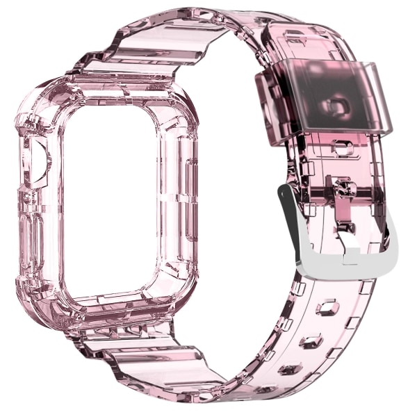 Yhteensopiva Apple Watch 44/45 mm hihnapuskurin silikonisäädettävän läpinäkyvän vaaleanpunaisen kanssa