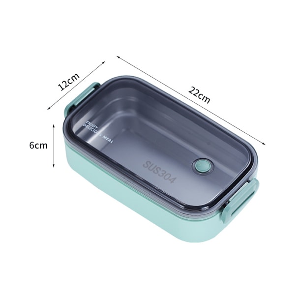 Bento Lunch Box för vuxna, 1 lager läckagesäker Bento Box, Mikrovågsugn|Diskmaskin Säker Söt Bento Box, 1PCS (Grön)