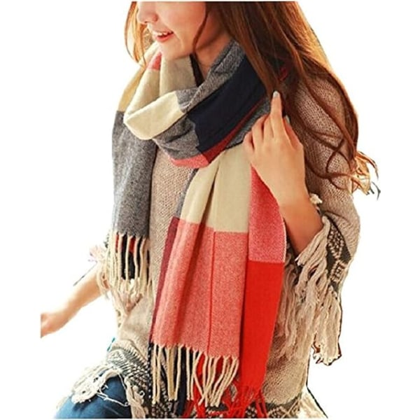 Kvinners lange rutete teppe chunky oversized vinter/varm skjerf store tartan skjerf wrap sjal gaver