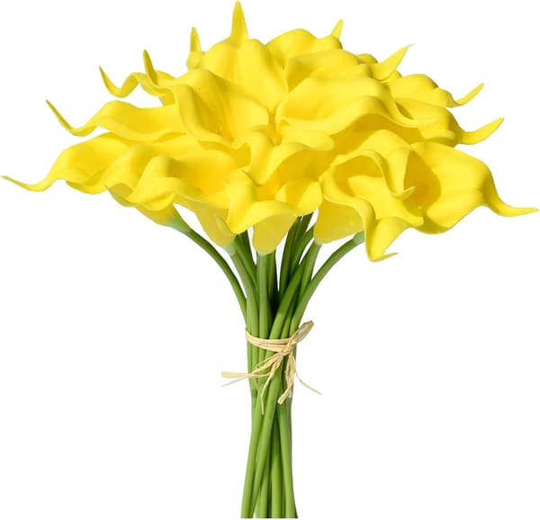 20 stk. kunstige calla-liljer i blå silke, 34 cm, til hjem, køkken og bryllup