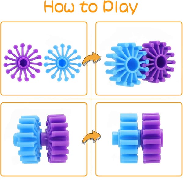 Gear Interlocking Learning Set, Operating Building Kit Toy with Carrying Bag Occupational Therapy - Blandede Farger