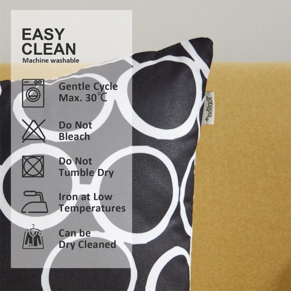 100% Hållbara Canvas Kvadratiska Dekorativa Kuddfodral för Soffa, Set om 6, 18×18 Tum Black