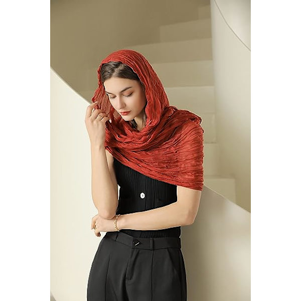 Bomullslinne Solid Sjal Wrap Shawl för Kvinnor Herrar (180cmx90cm) Super Stor Storlek - För Alla Säsonger - Perfekt Julklapp