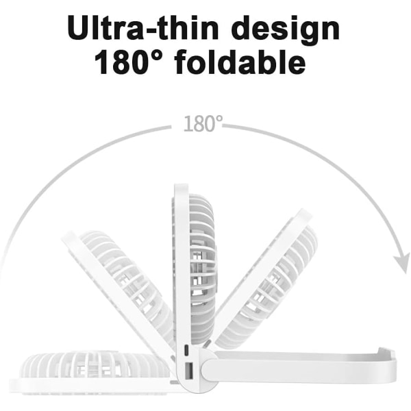 Mini Bärbar 14 timmars kylning Office Laddningsbar liten skrivbordsfläkt för hemmakontor Bil Utomhus Resor Vit (Vit)