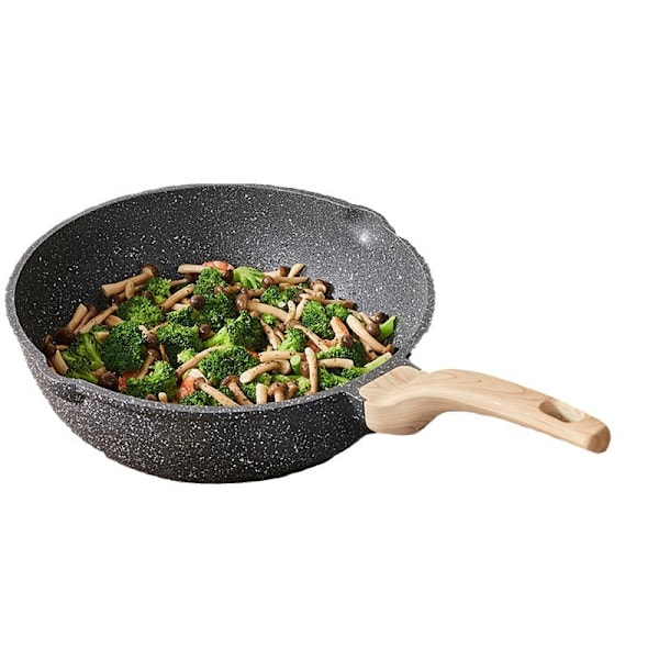 24 cm Non-stick Induktionskomfur Sten Stegepande, Non-stick Stegepande, Omeletpande - Med Glaslåg