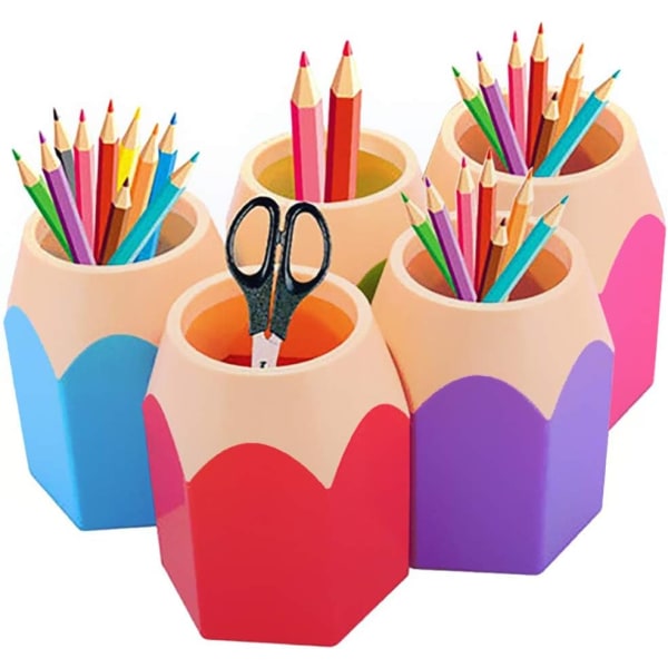 Pennhållare Brevpapper Skrivbord Förvaringslåda (5 st), kan placera pennor och pennor Makeup Penseltillverkning Vas Skolkontorstillbehör
