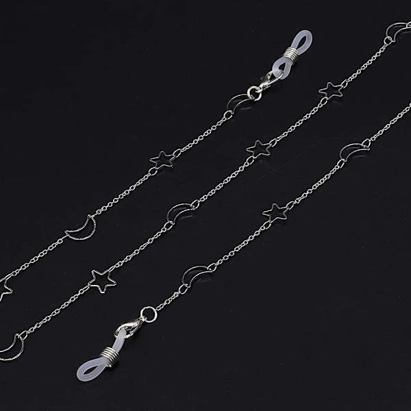 2 st glasögonkedjor, solglasögonremhållare läsglasögon sladd snodd, metall långt halsband accessoarer med gummiklädda ändar
