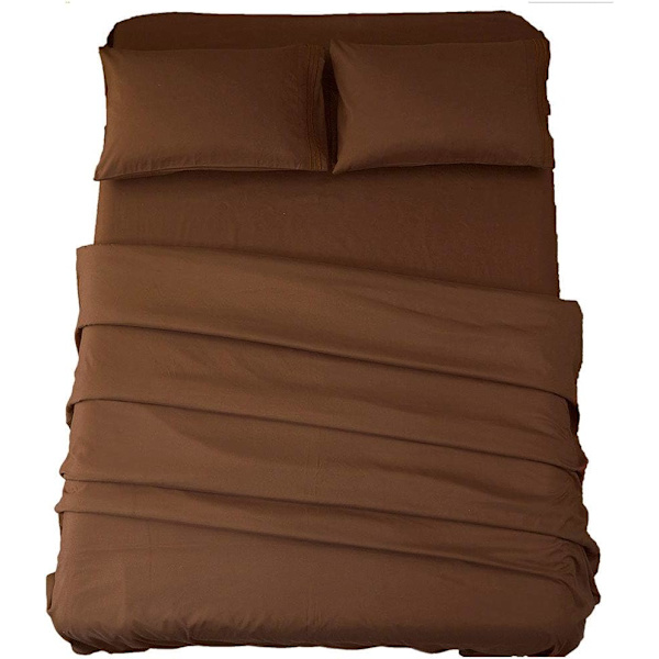 Sengetøysett i supermyk mikrofiber med 1800 trådtall og 16 tommers dyp lomme, rynkefritt - 3 deler Brown Twin