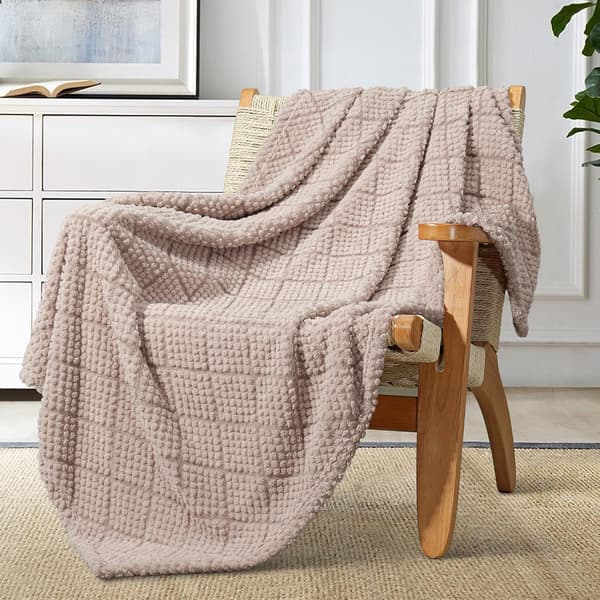 Mykt jacquard-pledd til sofa, 130x150 CM, vaffelpledd, lett og koselig sengeteppe, helårs, luftig mikrofiber, kamel 130*150CM Camel