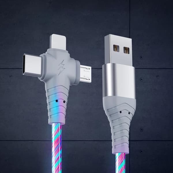 3-i-1 - 2A Laddare LED för iPhone, Samsung, Huawei, Xiaomi m.fl.