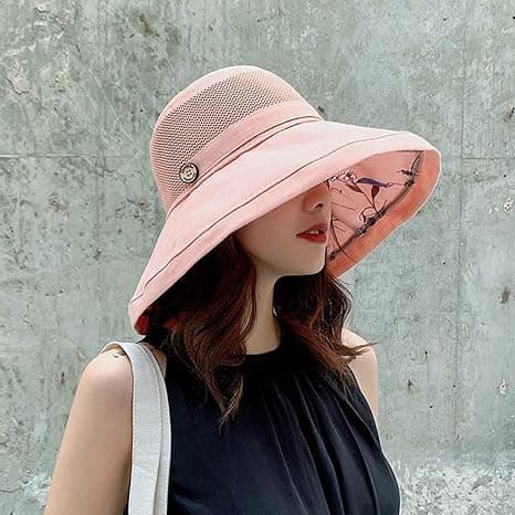 Dam solhatt i mesh, sommar UV-skydd, bred brätte, strandfiskekeps