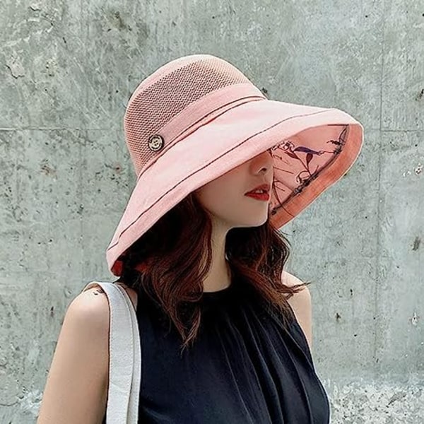 Kvinners Mesh Solhatter Sommer UV-beskyttelse Bred Bremskjerm Strand Fiske Cap