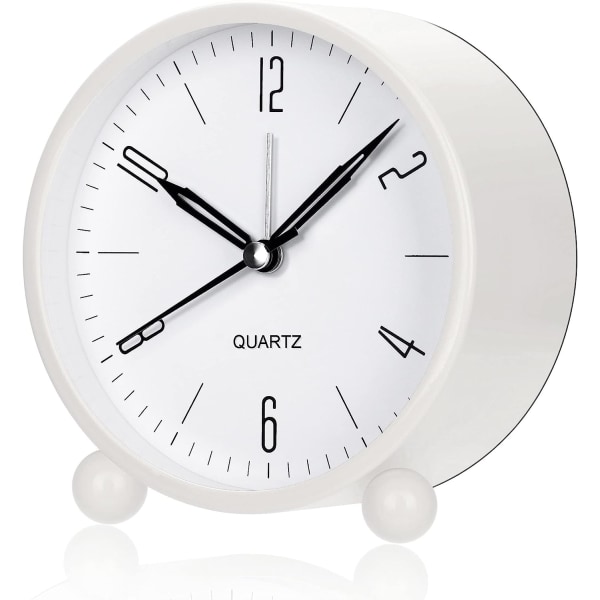 Väckarklocka, supertyst, icke-tickande liten klocka med nattljus, batteridriven, enkelt design