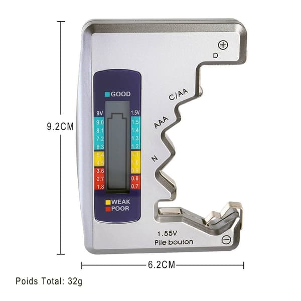 Universal Digital Batteritester for AA AAA CDN 9V 1.5V Knappcelle Mini Batterier