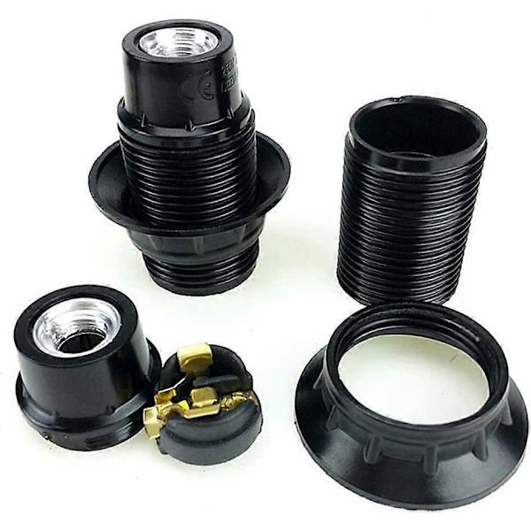 Sort E14 Skrue, 4 stk. E14 Fatning, E14 Fatning Pære, Solid Pærefatning, Sort Adapterfatning