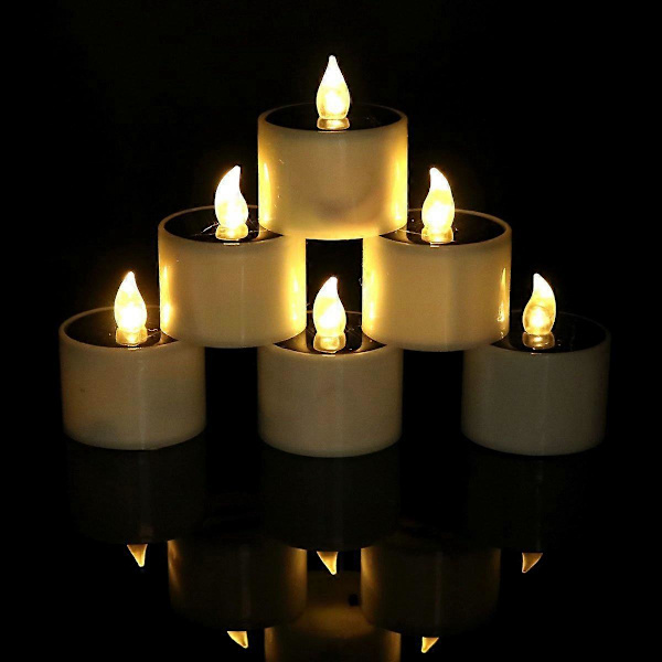 Solcellelys 6 flammeløse stearinlys