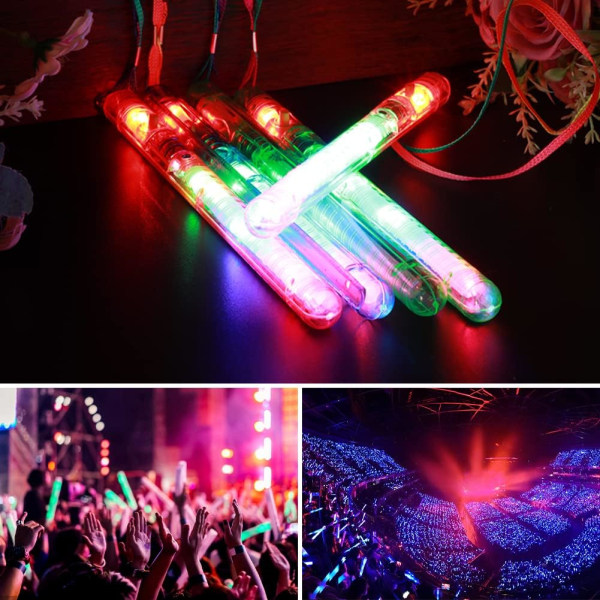 4 stk. LED-lyssverd med blinkende lys - flerfarget LED-glowsticks med snorer for Halloween-fester, konserter (tilfeldig farge)
