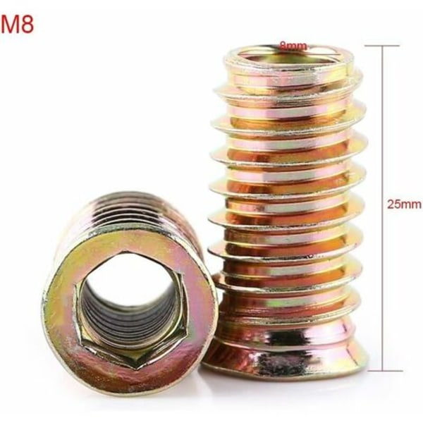 Pakke med 20 M8 sink-legering i sink-legering, sink-legering innlegg mutter combo (M8x25mm)