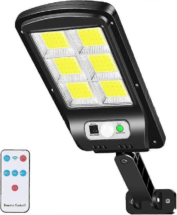 Udendørs solcellelampe, 6000LM LED-lys Floodlight bevægelsessensor 3 tilstande IP67 vandtæt (1 stk)