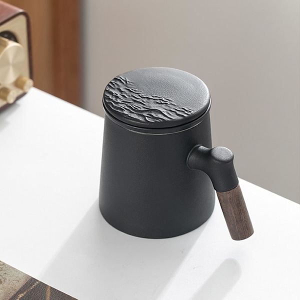 Blå og Hvid Tekopper med Træhåndtag Keramisk Tekop med Infuser og Låg Kop til Infusion af Løse Blade Te amarillo