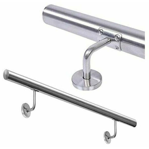 Räcke i rostfritt stål för väggmontering, trappräcke, väggfäste, silver, 4 st