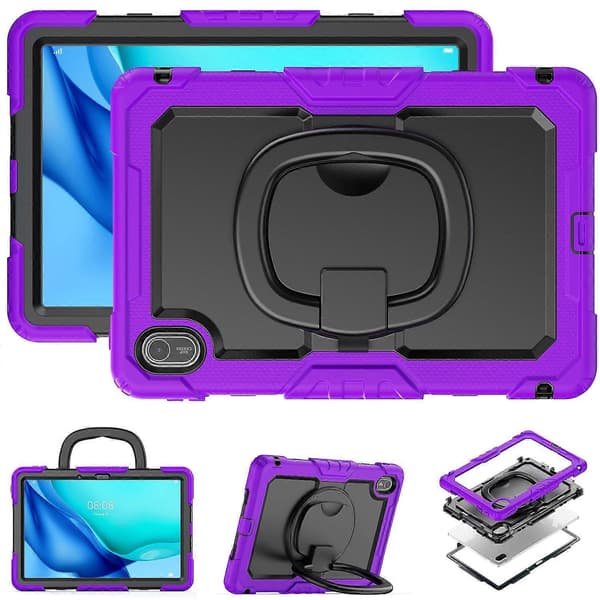 For Huawei MatePad SE 11 Deksel Ring Stativ PC+Silikon Støtsikkert Nettbrettdeksel