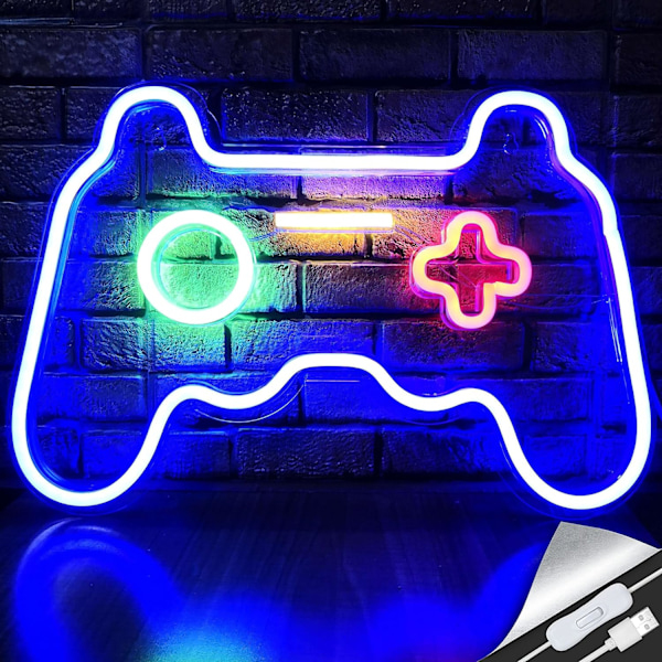 LED Neon Gaming-skylt - Gamepad-formad lampa för tonårspojkar spelrum, sovrum - Gamer-gåva
