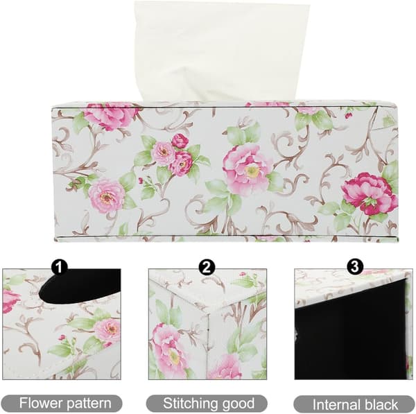 Æske Tissueboks Rektangulær Tissueholder Delikat Holder Festartikler Blomstret Papirhåndklædedispenser til Hjem Håndklædedispenser Bordpapir Opbevaring