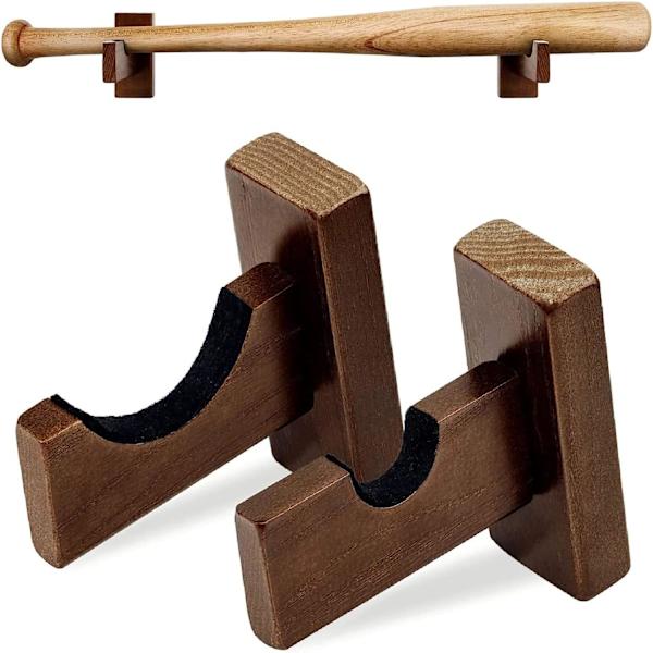 Baseball Bat Display Väggfäste, Softball Bat Rack för Horisontell Visning, Massivt Trä med Mjuk Filt och Dolda Skruvar