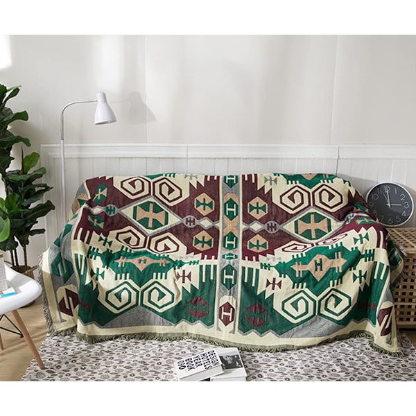 Sofateppe, Sofaoverkast, Sengeteppe, Sofatrekk med Pompom, 130cm*180cm