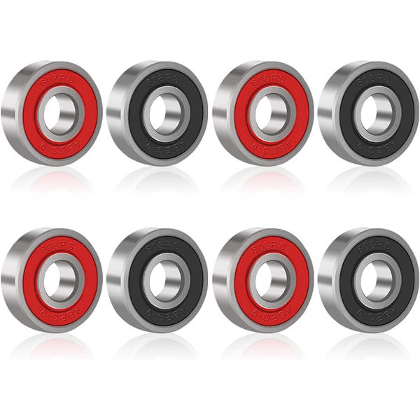 8 st kullager skateboard kullager longboard rullskridskor kullager 608 2RS dubbelskärmad röd svart