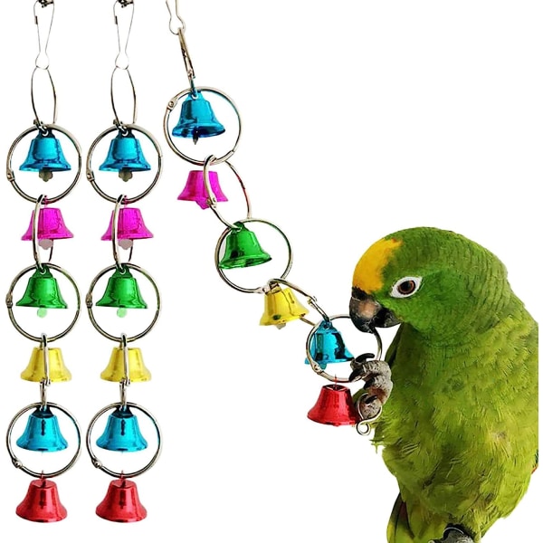 3-pack papegojleksaker Bell Fågelleksak Färgglad tuggbur hängande arapapegoja, 10"