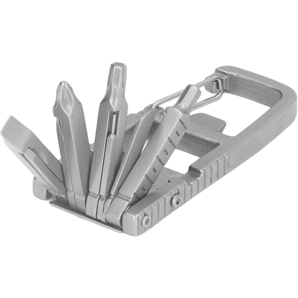 Nyckelring Multitool 12 i 1 hopfällbar rostfritt stål Multi Tool Utomhus skruvmejselbit, bärbart fickverktyg